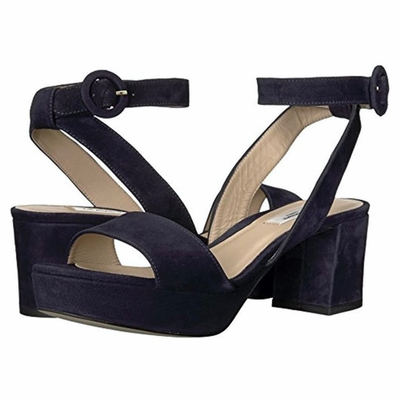 L.K. Bennett Alie Navy Blue Suede Heel Sandal - Picture 3 of 8